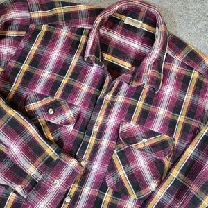 Vintage Five Brothers Flannel 2XL Tallman Black Burgundy Buffalo Plaid Outdoor
